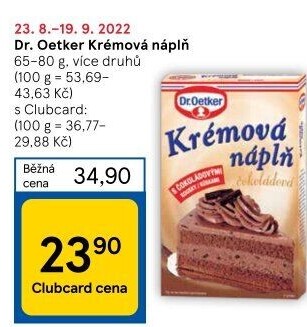 Krémová náplň Dr. Oetker