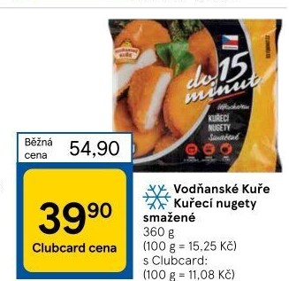 Nugetky kuřecí smažené mražené Vodňanské kuře