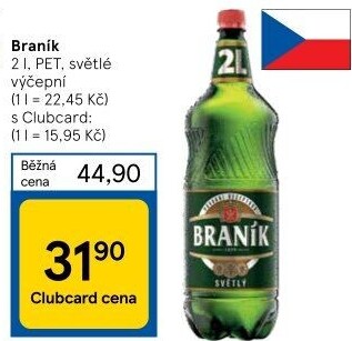 Pivo světlé výčepní 10° Braník