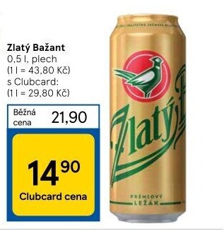 Pivo světlý ležák 12° Zlatý Bažant
