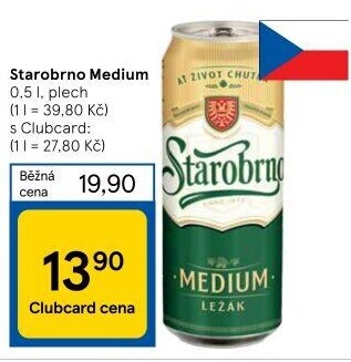 Pivo světlý ležák nepasterizovaný 11° Medium Starobrno
