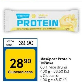 Proteinová tyčinka bez lepku Protein Maxsport