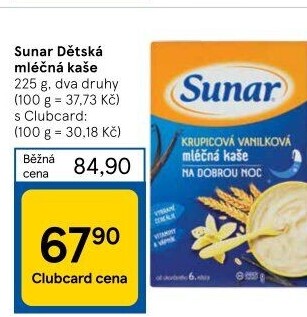 Kaše mléčná Sunar