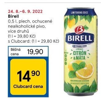 Nealkoholické pivo ochucené Birell
