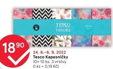 Papírové kapesníčky 3vrstvé Tesco