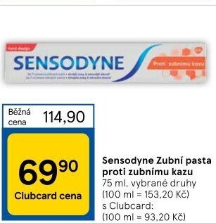 Pasta na zuby proti zubnímu kazu Sensodyne