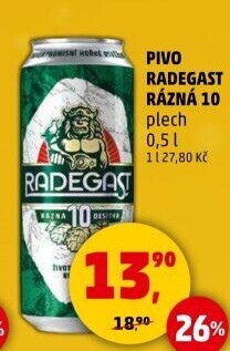 Pivo světlé výčepní Rázná 10° Radegast