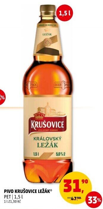 Pivo světlý ležák Krušovice