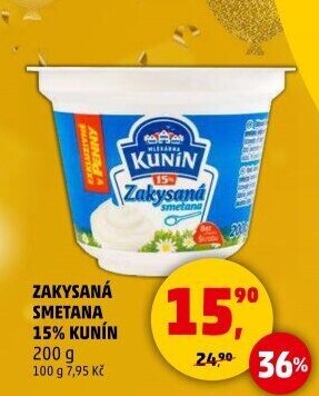 Zakysaná smetana Kunín 15%