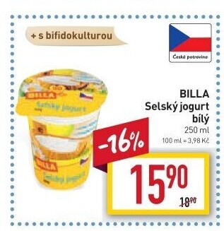 Bílý jogurt selský Billa