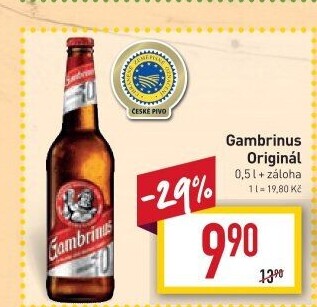 Pivo světlé výčepní Originál 10° Gambrinus