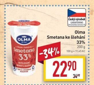 Smetana ke šlehání Olma 33%