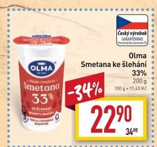 Smetana ke šlehání Olma 33%