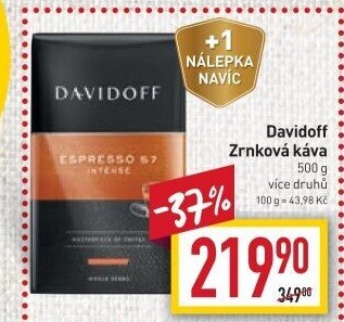 Zrnkové kávy Davidoff