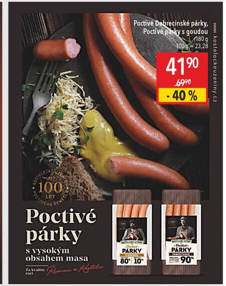 Párky debrecínské poctivé Kostelecké uzeniny