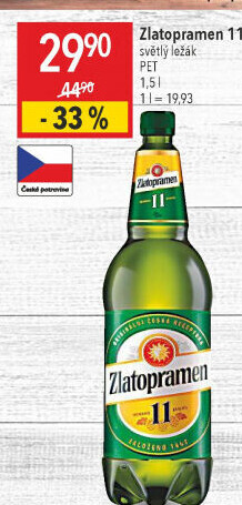 Pivo světlý ležák 11° Zlatopramen