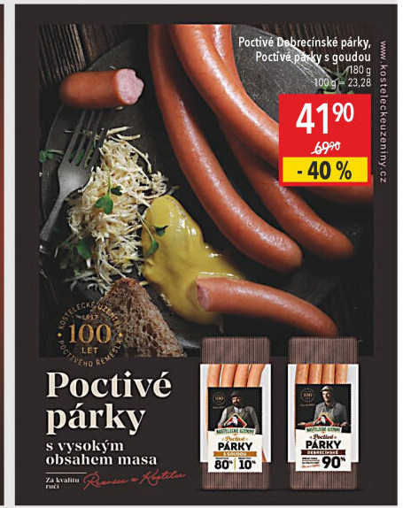 Párky debrecínské poctivé Kostelecké uzeniny