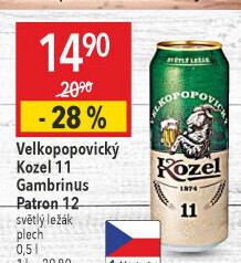 Pivo světlý ležák 11° Medium Velkopopovický Kozel