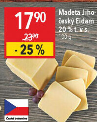 Sýr Eidam Jihočeský 20% Madeta