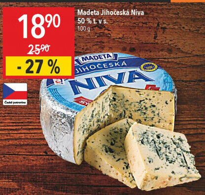 Sýr Niva Jihočeská 50% Madeta