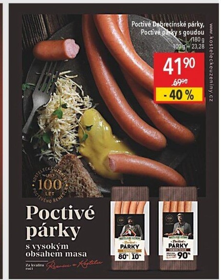 Párky debrecínské poctivé Kostelecké uzeniny