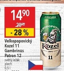 Pivo světlý ležák 11° Medium Velkopopovický Kozel