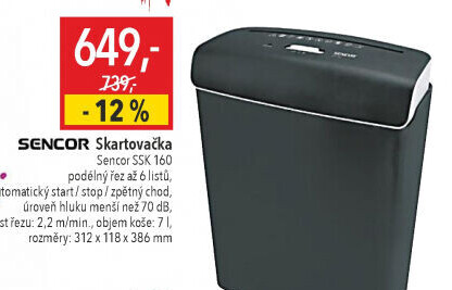 Skartovačka Sencor SSK160