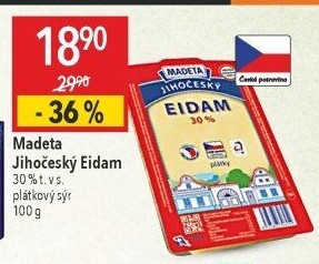 Sýr Eidam Jihočeský 30% Madeta