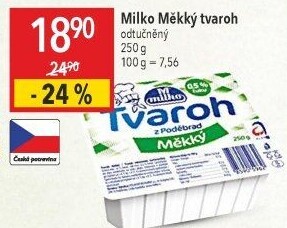 Tvaroh měkký odtučněný z Poděbrad Milko