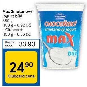 Jogurt smetanový max bílý Choceňský
