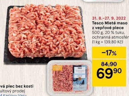 Maso mleté vepřové z plece Tesco