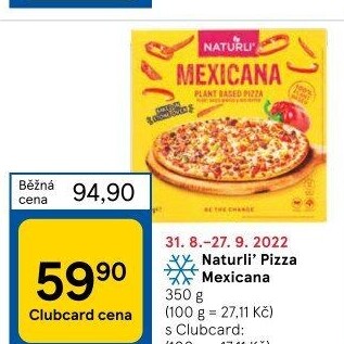 Pizza mražená Vegan Naturli'