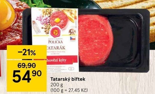 Tatarský biftek Maso uzeniny Polička