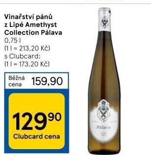 Víno Pálava Amethyst Collection Vinařství Pánů z Lipé