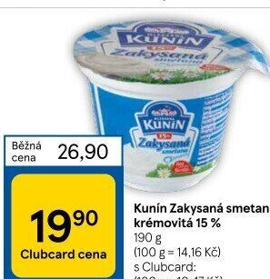 Zakysaná smetana krémovitá Kunín 15%