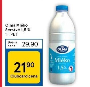 Mléko čerstvé Olma - 1,5% polotučné