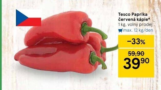 Paprika červená kapie Tesco