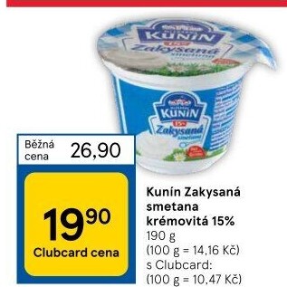 Zakysaná smetana krémovitá Kunín 15%