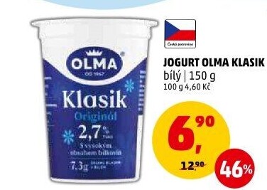 Bílý jogurt Klasik Olma