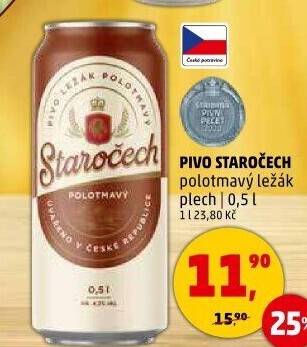 Pivo polotmavý ležák Staročech