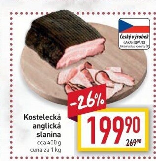 Anglická slanina kostelecká Kostelecké uzeniny