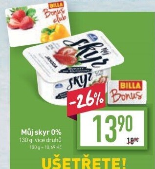 Dezert zakysaný ochucený Můj Skyr 0% Milko