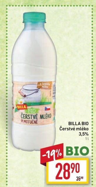 Mléko čerstvé Naše Bio Billa - 3,5% plnotučné