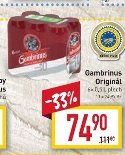 Pivo světlé výčepní Originál 10° Gambrinus