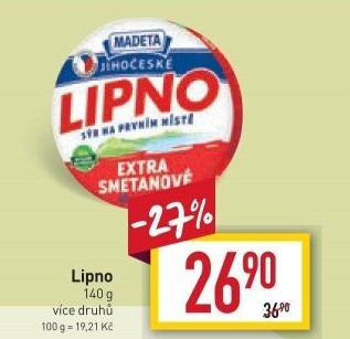 Tavený sýr Jihočeské Lipno Madeta