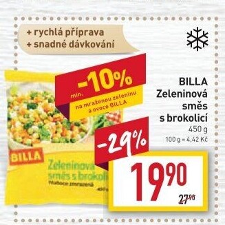 Zeleninová směs s brokolicí mražená Billa