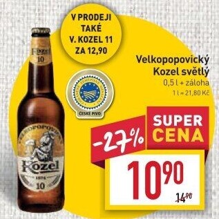 Pivo světlé Velkopopovický Kozel