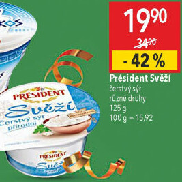 Svěží čerstvý sýr Président