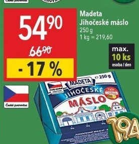 Máslo Jihočeské Madeta