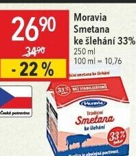 Smetana ke šlehání 33% Moravia